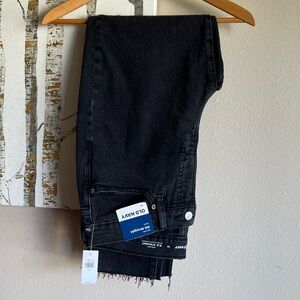 Old Navy OG straight high-rise ankle jeans size 10 black grey raw edge hem